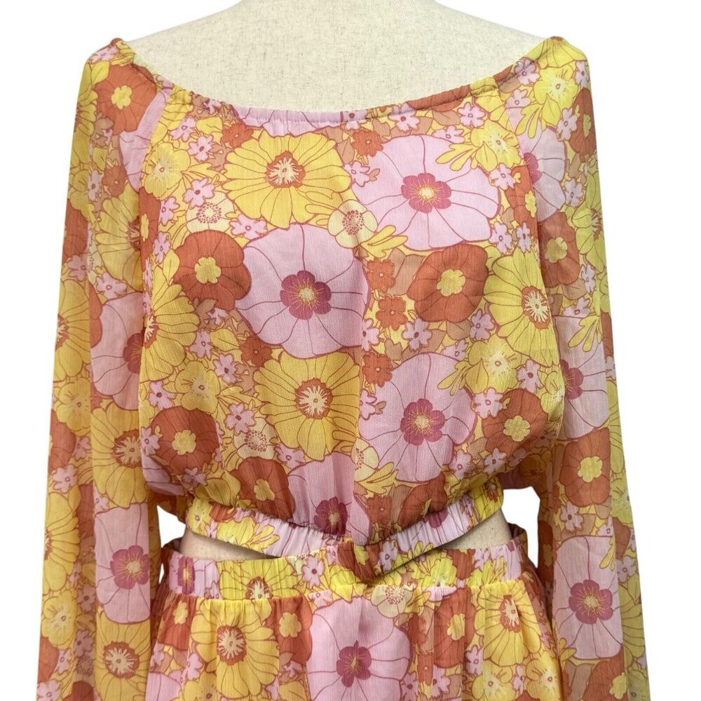 Steve Madden Cadi Floral Long Sleeve Mini Dress Size Large Multicolor NWT - Picture 4 of 11